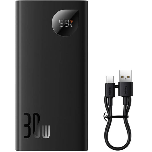 Baterie Externa Baseus Adaman2, 10000mAh, 30W, QC + PD, 1 x USB-C - 2 x USB-A, Neagra PPAD040101