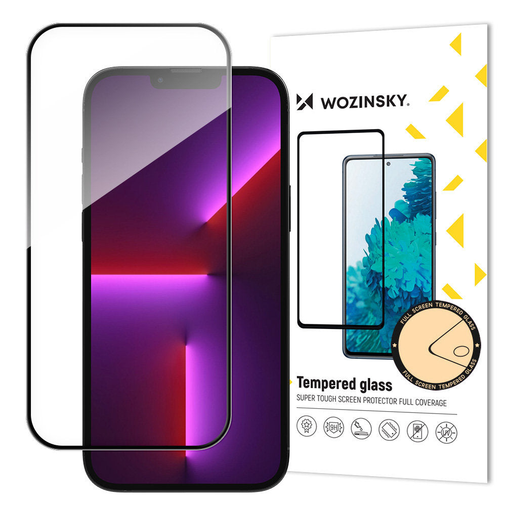 Folie de protectie Ecran WZK pentru Apple iPhone 15, Sticla Securizata, Full Glue, Case Friendly, Neagra